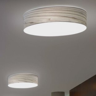 LZF LAMPS LZF LED wandlamp Gea, grijs, Ø 42 cm, hout