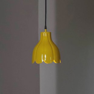 PR Home hanglamp Tulippa, geel, Ø 17 cm, stekker, E27