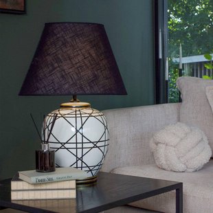 PR Home tafellamp New York, zwart, hoogte 63 cm, keramiek