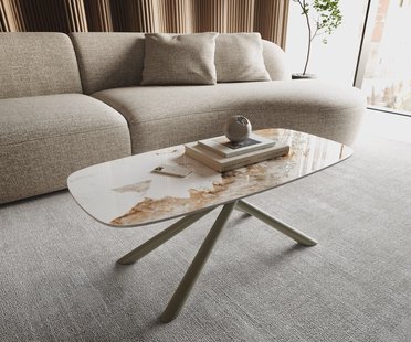 DELIFE Salontafel Edge Boot 100x50 cm keramiek Minas Melange Sarity Metall effectafwerking titaan