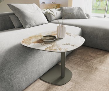 DELIFE Salontafel Edge Boot 60x60 cm keramiek Minas Melange Eleny Metall effectafwerking titaan