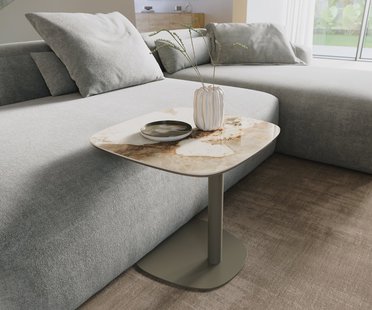 DELIFE Salontafel Edge Boot 50x50 cm keramiek Minas Melange Eleny Metall effectafwerking titaan