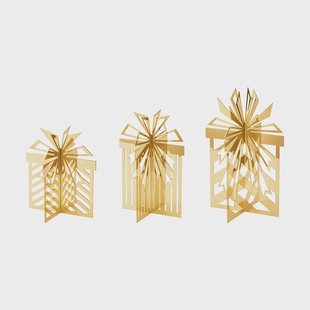 Georg Jensen 2025 kerstversiering voor op tafel, kerstcadeau, 3 delen Goudkleurig roestvrij staal