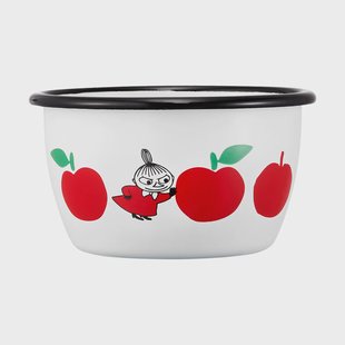 Muurla Moomin emailleschaal 30 cl Joyfull Apples-röd