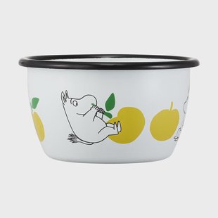 Muurla Moomin emailleschaal 30 cl Joyfull Apples-gul