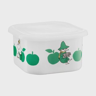 Muurla Mumin emaillebus met deksel 1,5 L Joyfull Apples-grön