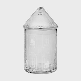 Muurla Mumin glazen pot Ø9x18,5 cm Moominhouse