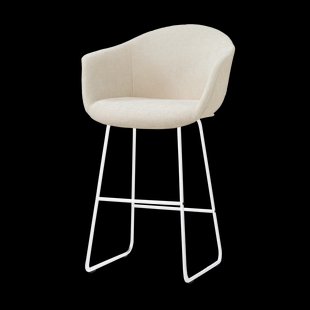 Nino-Otis barkruk cottonbeige - wit onderstel - 75 cm