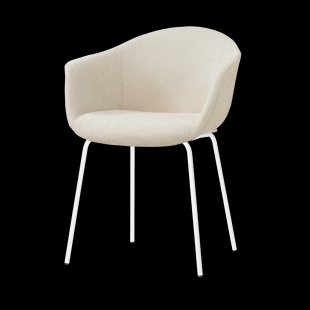 Nora-Otis eetkamerstoel cottonbeige - wit onderstel