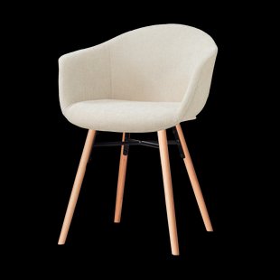 Nena-Otis eetkamerstoel cottonbeige - houten onderstel