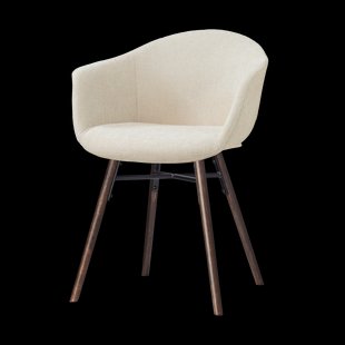 Nena-Otis eetkamerstoel cottonbeige - walnoot houten onderstel
