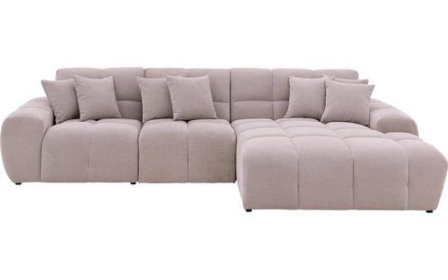 Goossens Excellent Bank Kubus beige, stof, modern design met chaise longue rechts