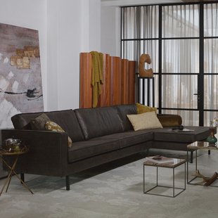 WOOOD Loungebank 'Rodeo' Rechts, Eco Leder, kleur Antraciet