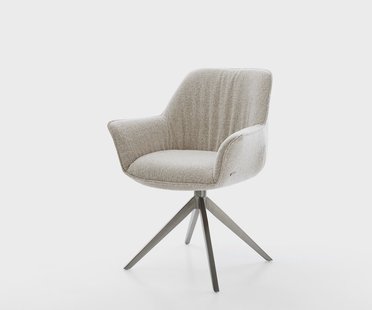 DELIFE Draaistoel Keila-Flex met armleuning geweven stof beige kruisframe breed grafiet 360° draaibaar rocker-functie