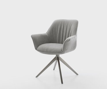 DELIFE Draaistoel Keila-Flex met armleuning zachte stof met structuur grijs kruisframe breed grafiet 360° draaibaar rocker-functie