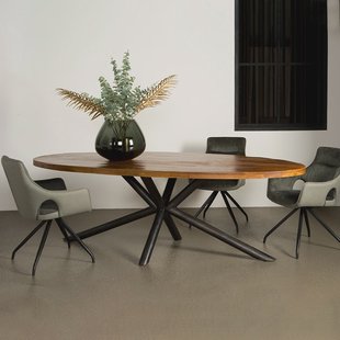 Tower Living Ovale Eettafel 'Selva' Mangohout, 220 x 110cm, kleur Naturel