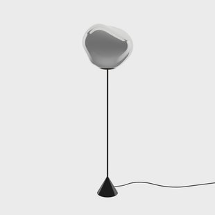 Melt Cone Slim vloerlamp zilver Tom Dixon - Woonkamer - Designer - Kunststof - Met lampenkap