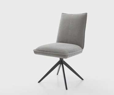 DELIFE Draaistoel Lelio-Flex zachte stof met structuur grijs kruisframe breed zwart 360° draaibaar rocker-functie pocketveer kern