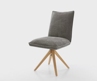 DELIFE Draaistoel Lelio-Flex bouclé zacht mud houten frame hoekig natuur 180° draaibaar pocketveer kern