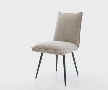 DELIFE Eetkamerstoel Lelio-Flex geweven stof beige 4-poot conisch zwart pocketveer kern