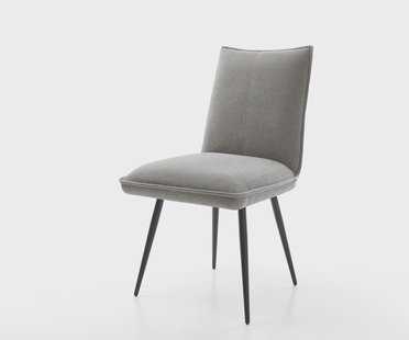 DELIFE Eetkamerstoel Lelio-Flex zachte stof met structuur grijs 4-poot conisch zwart pocketveer kern