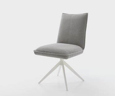 DELIFE Draaistoel Lelio-Flex zachte stof met structuur grijs kruisframe breed wit 360° draaibaar rocker-functie pocketveer kern