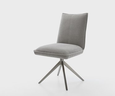 DELIFE Draaistoel Lelio-Flex zachte stof met structuur grijs kruisframe breed grafiet 360° draaibaar rocker-functie pocketveer kern