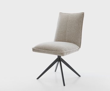 DELIFE Draaistoel Lelio-Flex geweven stof beige kruisframe breed zwart 360° draaibaar rocker-functie pocketveer kern