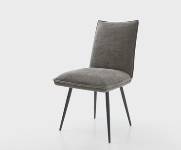 DELIFE Eetkamerstoel Lelio-Flex bouclé zacht mud 4-poot conisch zwart pocketveer kern