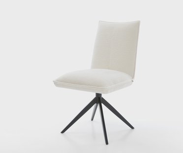 DELIFE Draaistoel Lelio-Flex bouclé zacht beige kruisframe breed zwart 360° draaibaar rocker-functie pocketveer kern