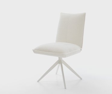 DELIFE Draaistoel Lelio-Flex bouclé zacht beige kruisframe breed wit 360° draaibaar rocker-functie pocketveer kern