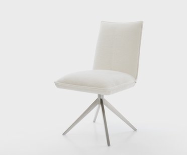 DELIFE Draaistoel Lelio-Flex bouclé zacht beige kruisframe breed roestvrij staal 360° draaibaar rocker-functie pocketveer kern