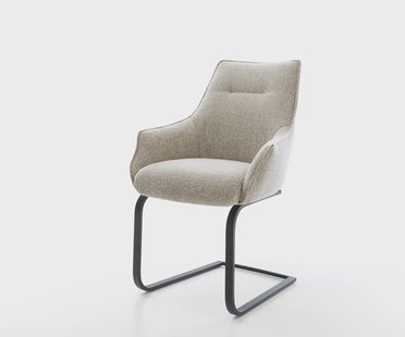 DELIFE Sledemodel Alja-Flex met armleuning geweven stof beige sledemodel vlak zwart pocketveer kern