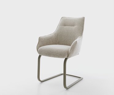 DELIFE Sledemodel Alja-Flex met armleuning geweven stof beige sledemodel vlak afwerking met titanium pocketveer kern