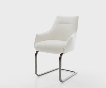 DELIFE Sledemodel Alja-Flex met armleuning bouclé zacht beige sledemodel vlak grafiet pocketveer kern