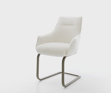 DELIFE Sledemodel Alja-Flex met armleuning bouclé zacht beige sledemodel vlak afwerking met titanium pocketveer kern