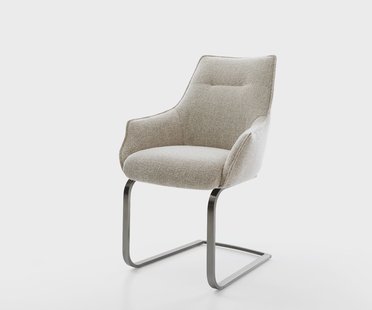 DELIFE Sledemodel Alja-Flex met armleuning geweven stof beige sledemodel vlak grafiet pocketveer kern