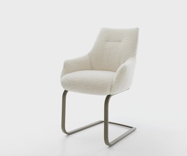 DELIFE Sledemodel Alja-Flex met armleuning teddy beige sledemodel vlak afwerking met titanium pocketveer kern