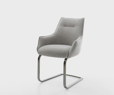 DELIFE Sledemodel Alja-Flex met armleuning zachte stof met structuur grijs sledemodel vlak grafiet pocketveer kern