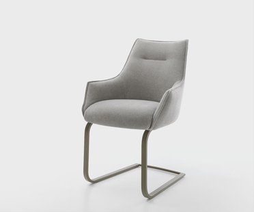 DELIFE Sledemodel Alja-Flex met armleuning zachte stof met structuur grijs sledemodel vlak afwerking met titanium pocketveer kern