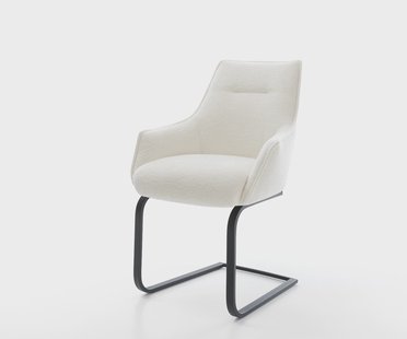 DELIFE Sledemodel Alja-Flex met armleuning bouclé zacht beige sledemodel vlak zwart pocketveer kern