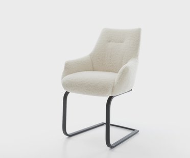 DELIFE Sledemodel Alja-Flex met armleuning teddy beige sledemodel vlak zwart pocketveer kern