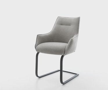 DELIFE Sledemodel Alja-Flex met armleuning zachte stof met structuur grijs sledemodel vlak zwart pocketveer kern