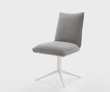 DELIFE Draaistoel Lelio-Flex zachte stof met structuur grijs kruispoot wit 360° draaibaar rocker-functie pocketveer kern