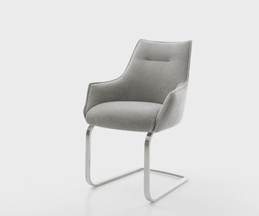 DELIFE Sledemodel Alja-Flex met armleuning zachte stof met structuur grijs sledemodel vlak roestvrij staal pocketveer kern