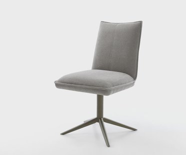 DELIFE Draaistoel Lelio-Flex zachte stof met structuur grijs kruispoot afwerking met titanium 360° draaibaar rocker-functie pocketveer kern