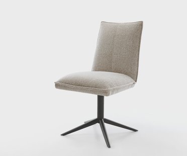 DELIFE Draaistoel Lelio-Flex geweven stof beige kruispoot zwart 360° draaibaar rocker-functie pocketveer kern
