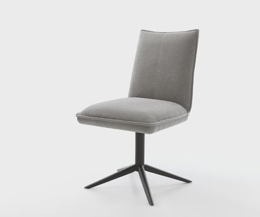 DELIFE Draaistoel Lelio-Flex zachte stof met structuur grijs kruispoot zwart 360° draaibaar rocker-functie pocketveer kern