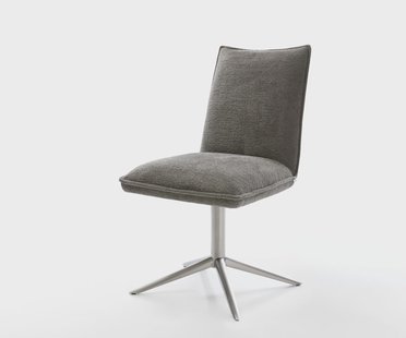 DELIFE Draaistoel Lelio-Flex bouclé zacht mud kruispoot roestvrij staal 360° draaibaar rocker-functie pocketveer kern