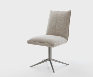 DELIFE Draaistoel Lelio-Flex geweven stof beige kruispoot grafiet 360° draaibaar rocker-functie pocketveer kern